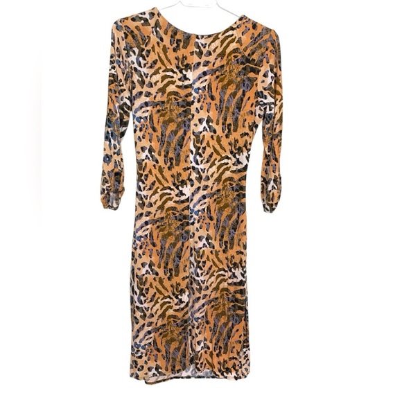 Frank Lyman Vintage Animal Print Faux Wrap Dress, Soft w Stretch - Picture 4 of 7